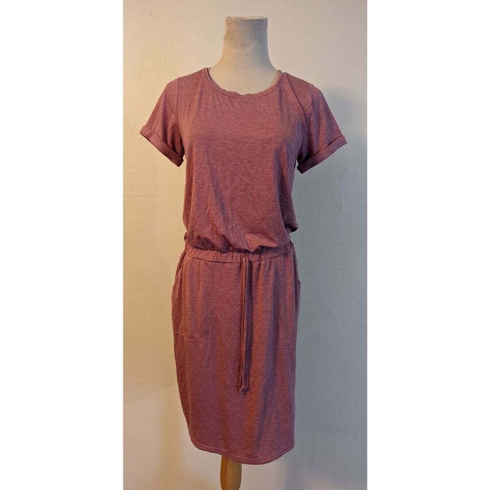 New 32 COOL sz S Elastic Waist Soft Lux Dress knit heather rose cocoa ss W2